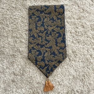 Elegant Blue & Gold Tapestry Table Runner - Crate&Barrel